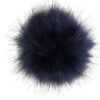 BLACK STOCKING HAT with Blue / Black Fox faux fur Pom - Image 5