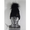 BLACK STOCKING HAT with Black Tibetan faux Fur Pom - Image 3