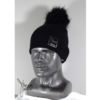 BLACK BEANIE HAT with Black Fox faux fur Pom - Image 2