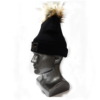 BLACK STOCKING HAT with Tan / Black Fox faux fur Pom - Image 2